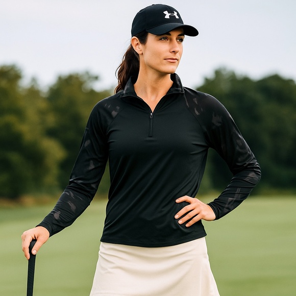 Under Armour Women's Zinger Crocus Blur Print 1/4 Zip Golf Pullover - Picture 1 of 7